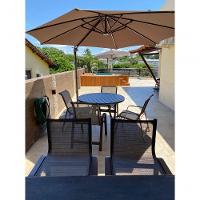 Conjunto De Mesa 1,20m Ripada + 4 Cadeiras Aluminio Piscina Jardim Bege Claro - 8