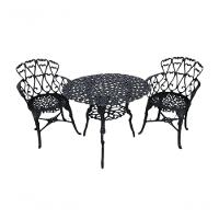 Conjunto Mesa 2 Poltronas Viena Premium Jardim Varanda Sacada Preto - 1