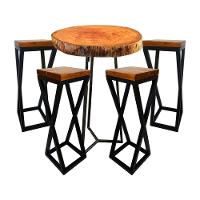 Jogo De Mesa Bistro 4 Banqueta Alta Cozinha Bancada Varanda Bar Preto - 1