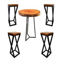 Jogo De Mesa Bistro 4 Banqueta Alta Cozinha Bancada Varanda Bar Preto - 7