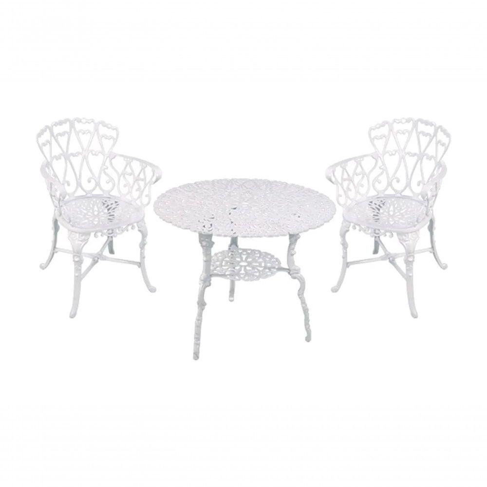 Conjunto Mesa 2 Poltronas Viena Premium Jardim Varanda Sacada Branco - 1
