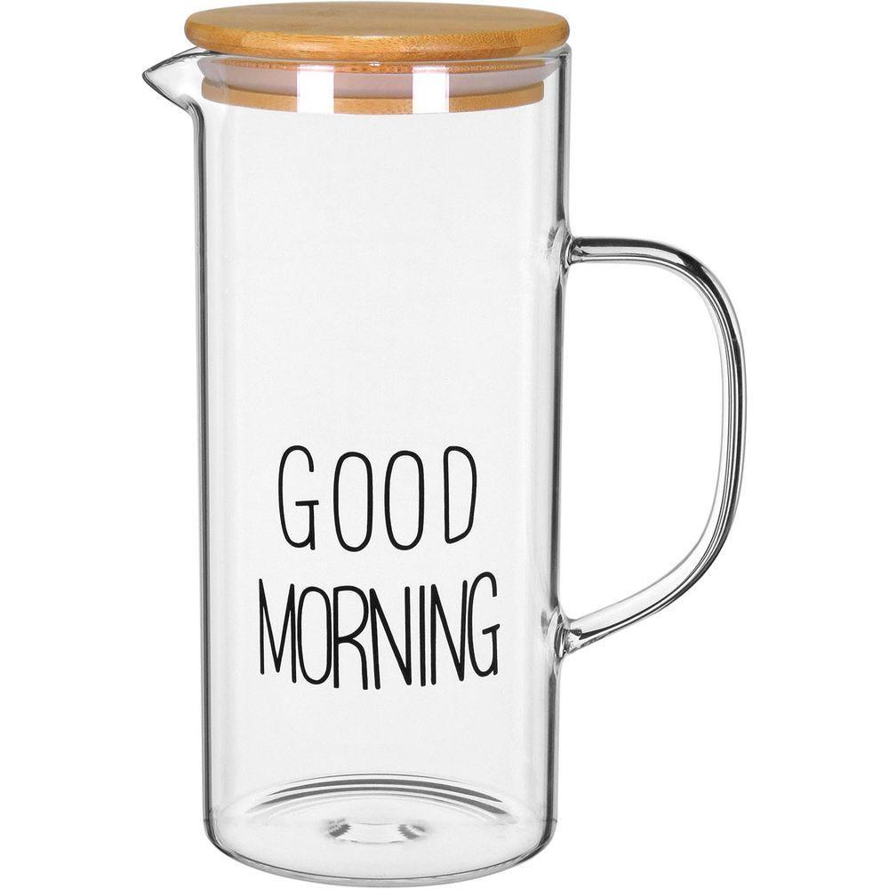 Jarra Água Suco Home&co Com Tampa Bambu Borossilicato 1,2l 21x9x9cm Transparente - 1