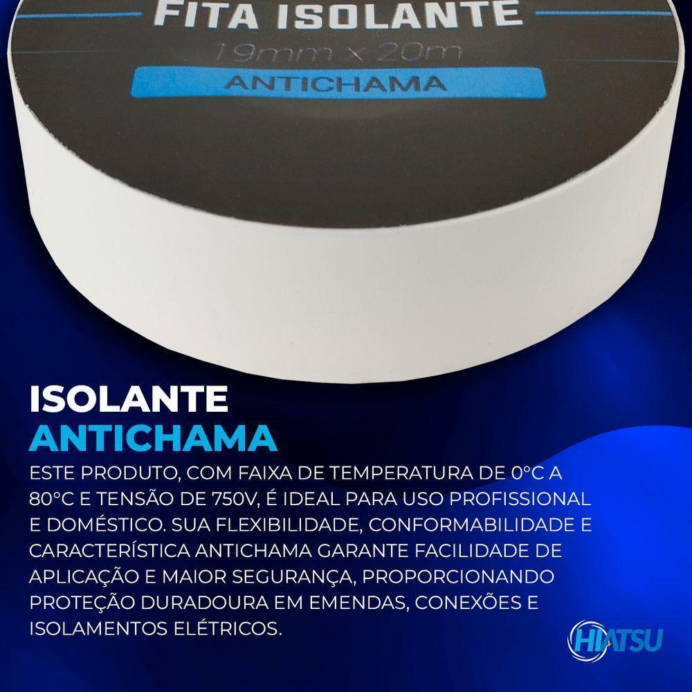 Fita Isolante Antichama 0,13mm X 19mm X 20m Cor Brancahiatsu 10 Unidades - 3