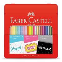 Estojo De Metal Com Ecolápis De Cor 10 Pastel + 4 Neon + 10 Metálicos Faber-castell - 1