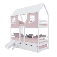 Treliche Casinha Encantada Com Kit Escada/ Escorregador Madeira Maciça Rosa/ Branco Housin - 2