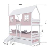 Treliche Casinha Encantada Com Kit Escada/ Escorregador Madeira Maciça Rosa/ Branco Housin - 3