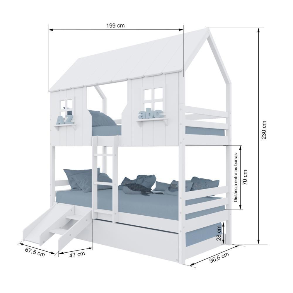 Treliche Casinha Encantada Com Kit Escada/ Escorregador Madeira Maciça Branco Housin - 3