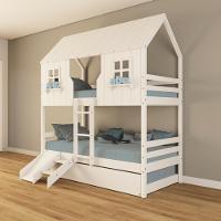 Treliche Casinha Encantada Com Kit Escada/ Escorregador Madeira Maciça Branco Housin - 1