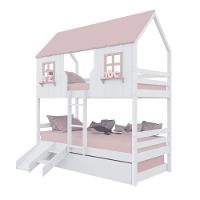 Treliche Casinha Encantada Com Kit Escada/ Escorregador Madeira Maciça Branco/ Rosa Housin - 2