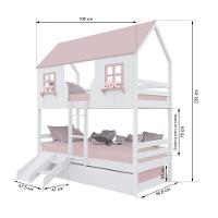 Treliche Casinha Encantada Com Kit Escada/ Escorregador Madeira Maciça Branco/ Rosa Housin - 3