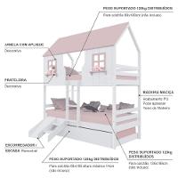 Treliche Casinha Encantada Com Kit Escada/ Escorregador Madeira Maciça Branco/ Rosa Housin - 4