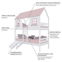 Beliche Casinha Encantada Com Kit Escada/ Escorregador Madeira Maciça Branco/ Rosa Housin - 4
