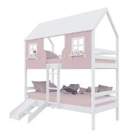 Beliche Casinha Encantada Com Kit Escada/ Escorregador Madeira Maciça Rosa/ Branco Housin - 2