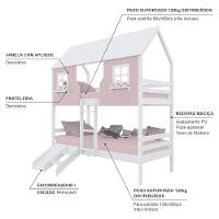 Beliche Casinha Encantada Com Kit Escada/ Escorregador Madeira Maciça Rosa/ Branco Housin - 4