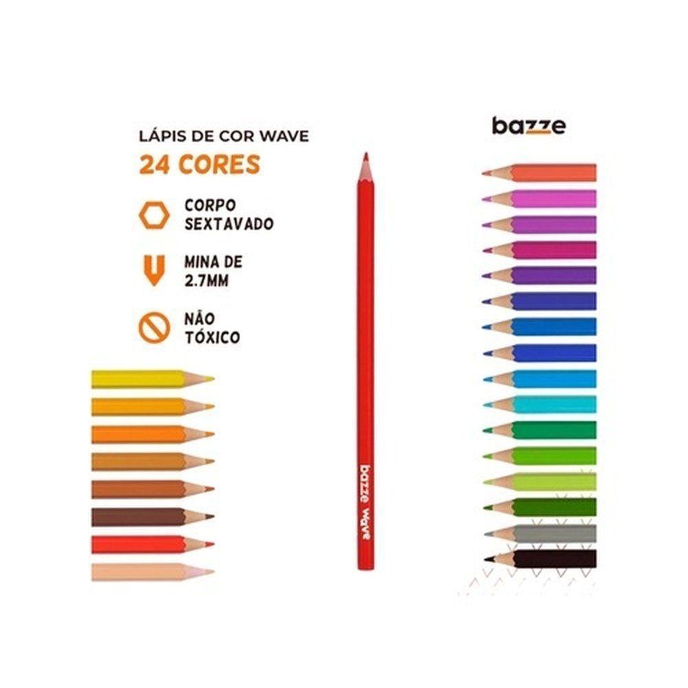 Lápis De Cor Wave - 24 Cores - Bazze 611860 - 2