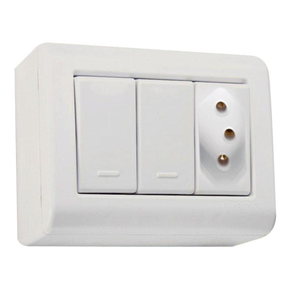 Conjunto Caixa 2 Interruptores Simples250v/ 10a E 1 Tomada 2p + T 250v/ 10a - Tramontina - 1