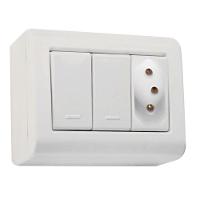 Conjunto Caixa 2 Interruptores Simples250v/ 10a E 1 Tomada 2p + T 250v/ 10a - Tramontina - 1