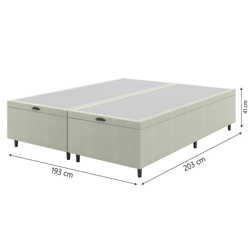 Cama Box Com Baú King 1,93m Prince Suede Bege Bege - 2