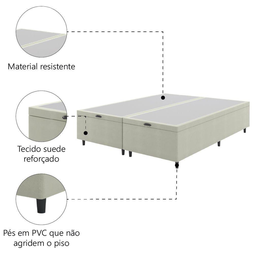 Cama Box Com Baú King 1,93m Prince Suede Bege Bege - 3