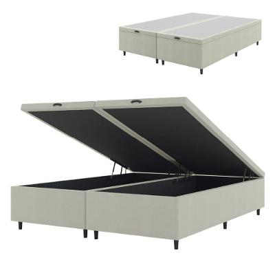 Cama Box Com Baú King 1,93m Prince Suede Bege Bege