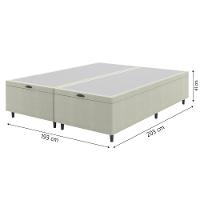 Cama Box Com Baú King 1,93m Prince Suede Bege Bege - 2