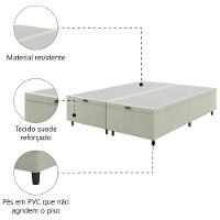 Cama Box Com Baú King 1,93m Prince Suede Bege Bege - 3