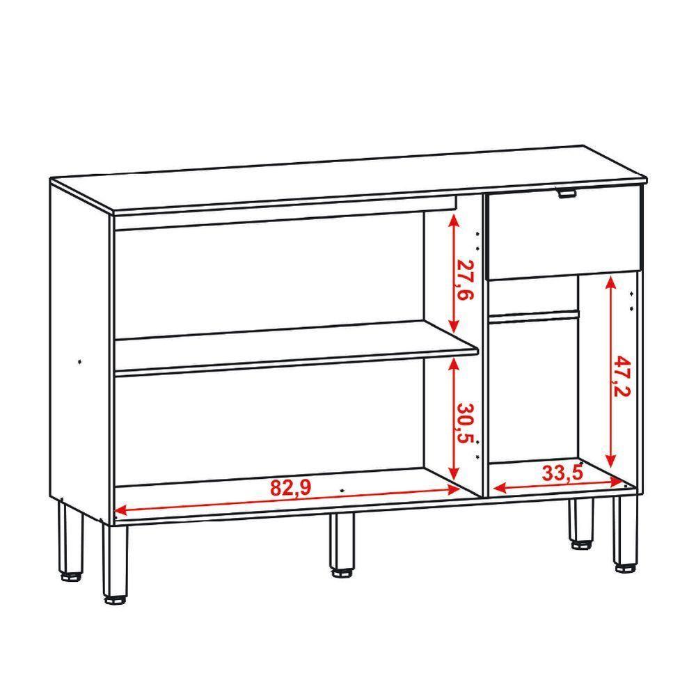 Balcão De Cozinha 3 Portas 1 Gaveta Com Tampo 1,20m Vert Plus Madeirado Off White Kit's Paraná Madeira Off - 2