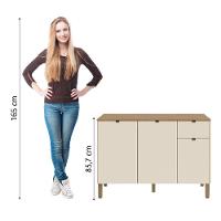 Balcão De Cozinha 3 Portas 1 Gaveta Com Tampo 1,20m Vert Plus Madeirado Off White Kit's Paraná Madeira Off - 3