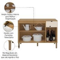 Balcão De Cozinha 3 Portas 1 Gaveta Com Tampo 1,20m Vert Plus Madeirado Off White Kit's Paraná Madeira Off