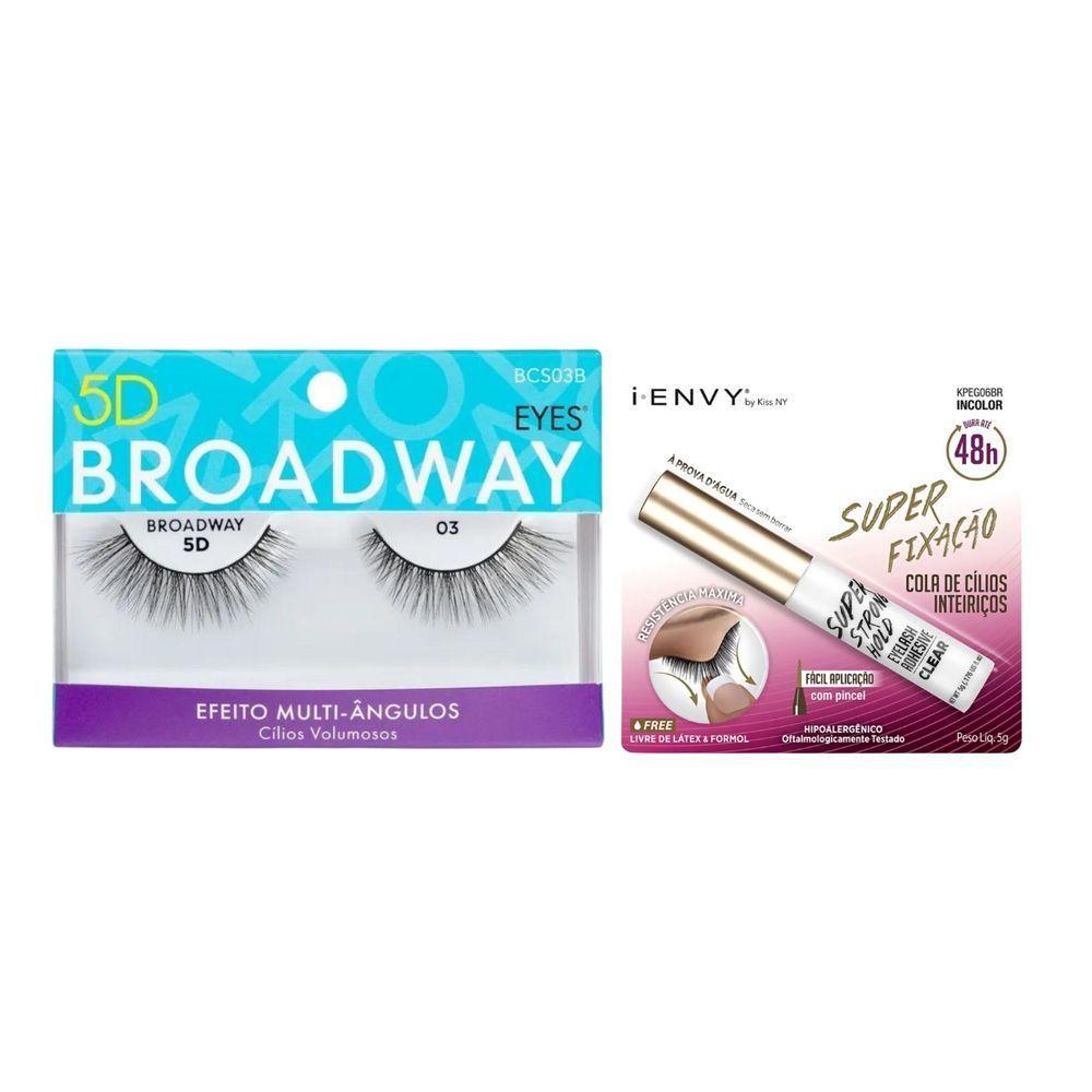 Kit Kiss Ny Cílios 5d Broadway 03+cola De Cílios Postiços 5g - 1