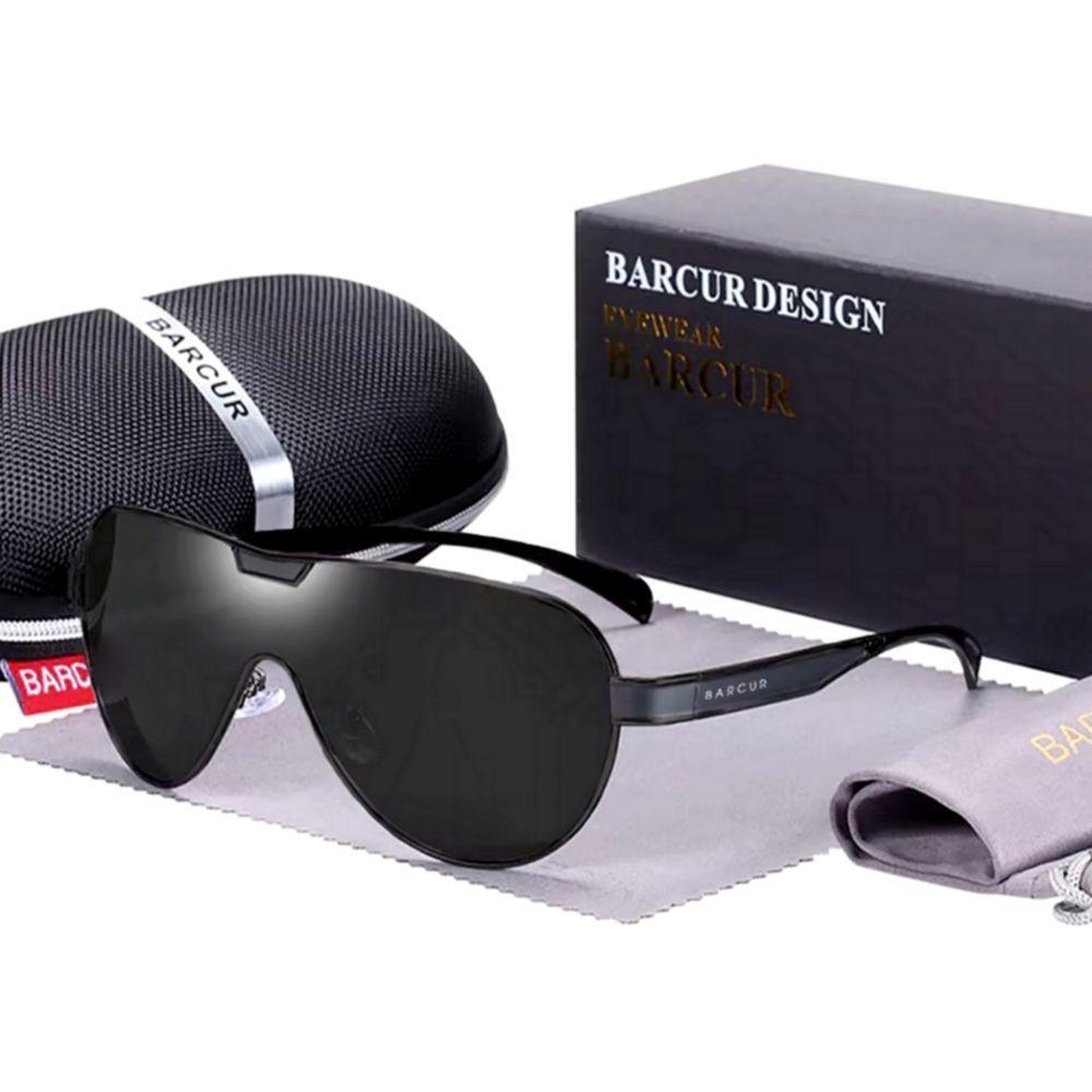 Óculos De Sol Masculino Com Lentes Polarizadas Design Esportivo Preto - 1