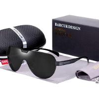 Óculos De Sol Masculino Com Lentes Polarizadas Design Esportivo Preto - 1