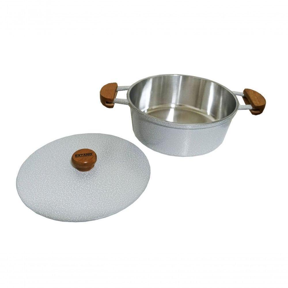 Jogo 5 Panelas Alumínio Fundido Branca Tampa Pesada Extang - 3