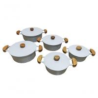 Jogo 5 Panelas Alumínio Fundido Branca Tampa Pesada Extang - 1