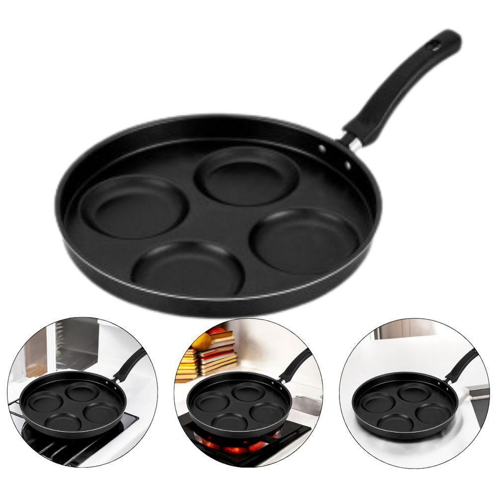 Frigideira Multiuso 4 Em 1 Com Divisórias Antiaderente Preto Cozinhe Ovos E Hamburgers Com Facilidade - 1