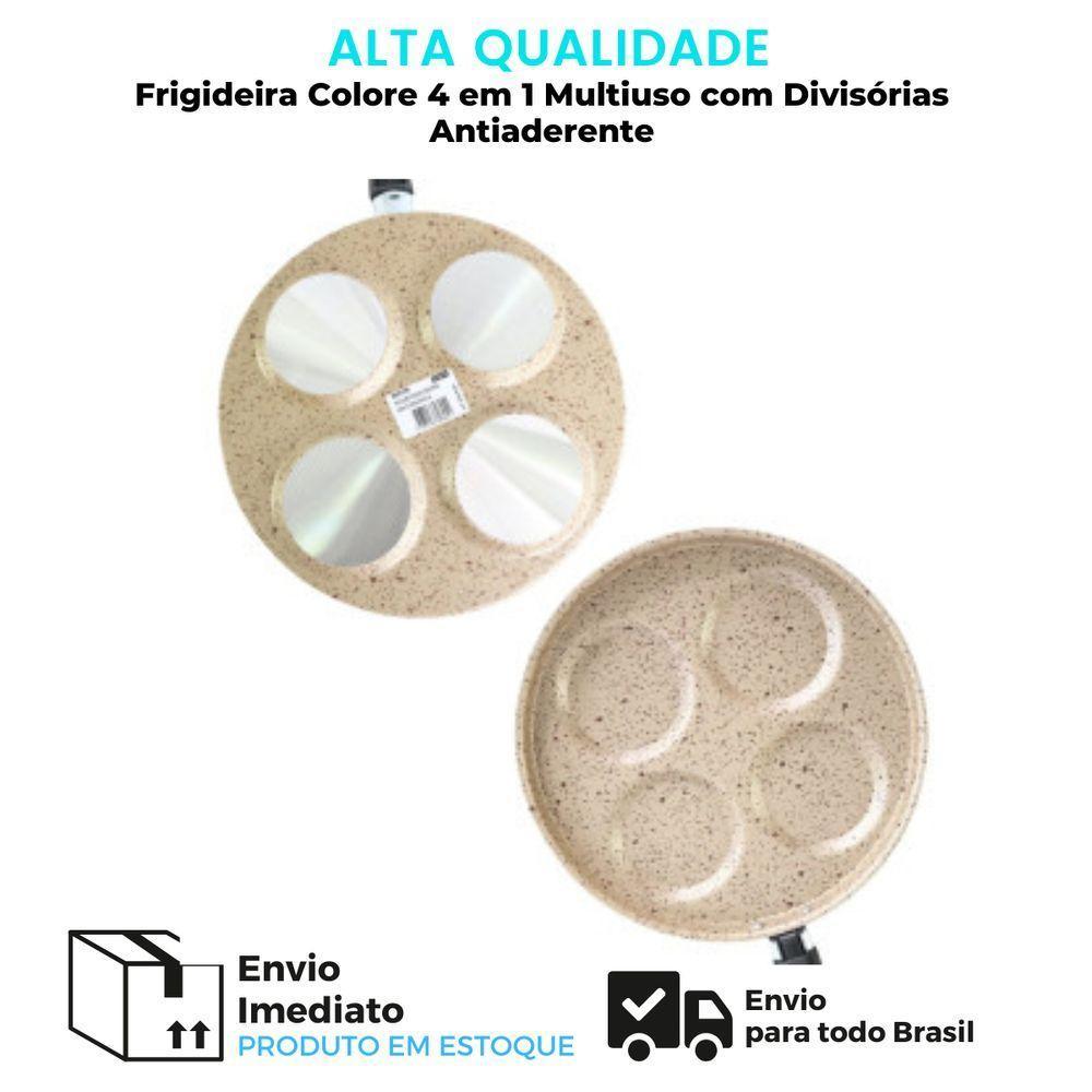 Frigideira Multifuncional Com Divisórias Antiaderente E Design Bege Stone 4 Em 1 Premium - 2