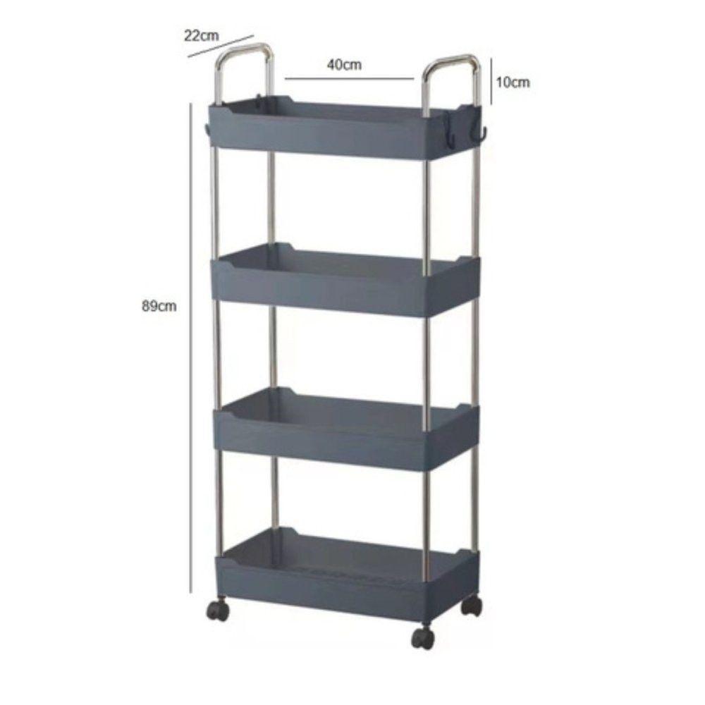 Prateleira Multiuso 4 Andares Com Rodinha Cinza - 3