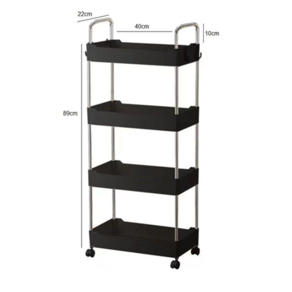 Prateleira Multiuso 4 Andares Com Rodinha Preta - 3