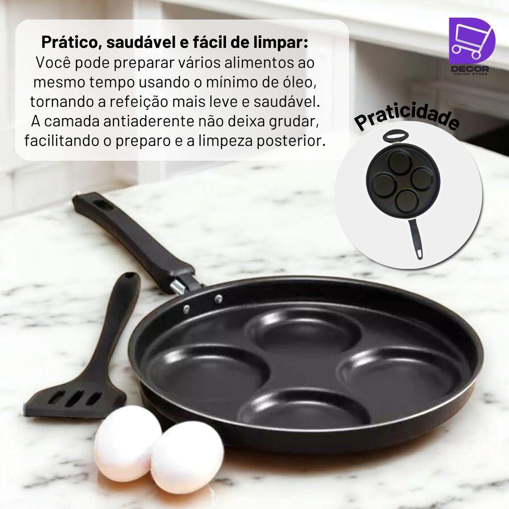Frigideira Multiuso 4 Em 1 Com Divisórias Antiaderente Preto Cozinhe Ovos E Hamburgers Com Facilidade - 2