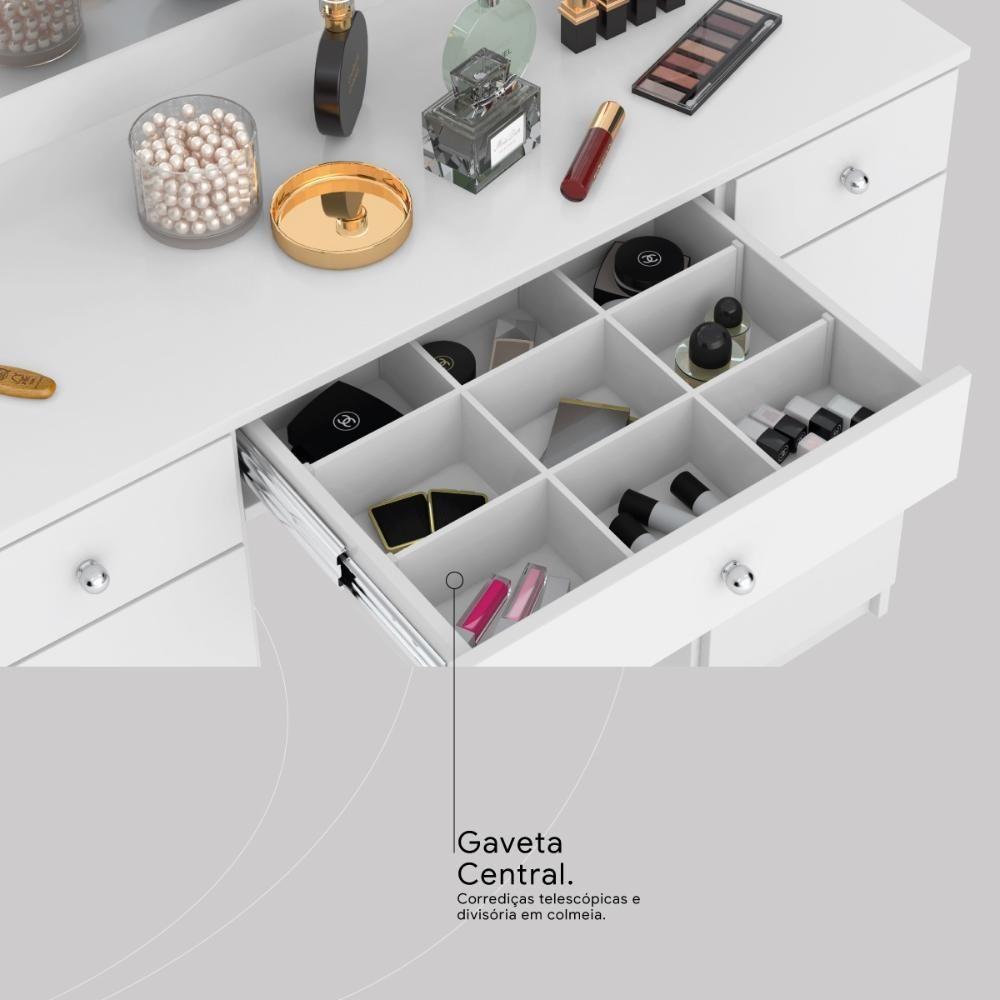 Camarim Penteadeira 3 Gavetas 2 Porta Com Led Viena Branco - 3