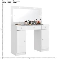 Camarim Penteadeira 3 Gavetas 2 Porta Com Led Viena Branco - 2