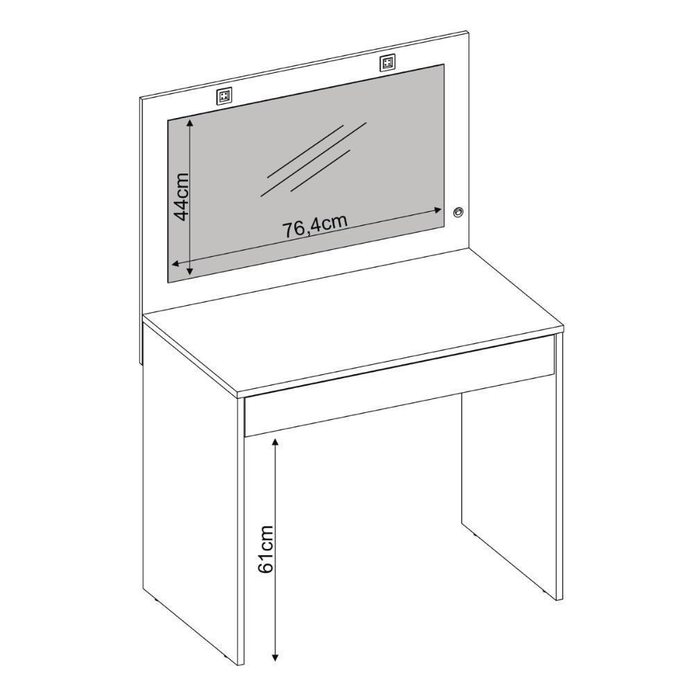 Camarim Penteadeira Com Led 1 Gaveta Sofia Branco - 3