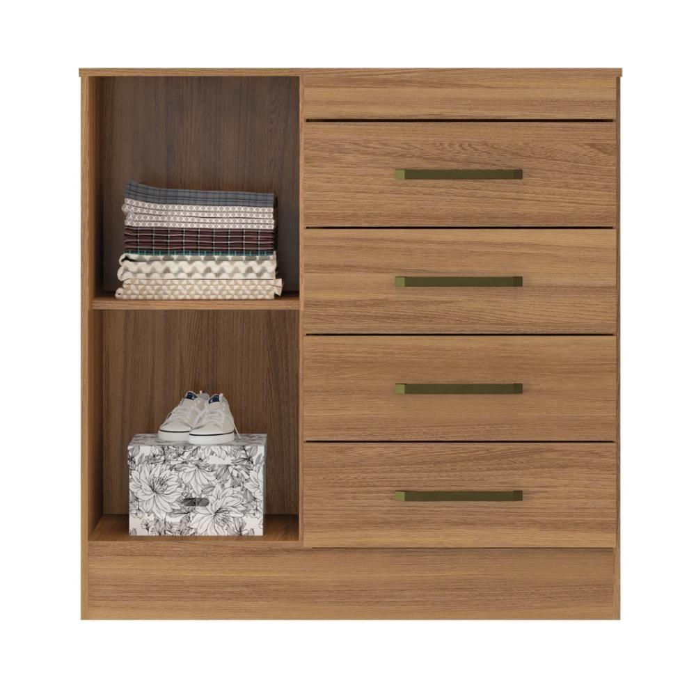 Cômoda 4 Gavetas 1 Porta Com Rodizios Chile Amêndola Touch - 2