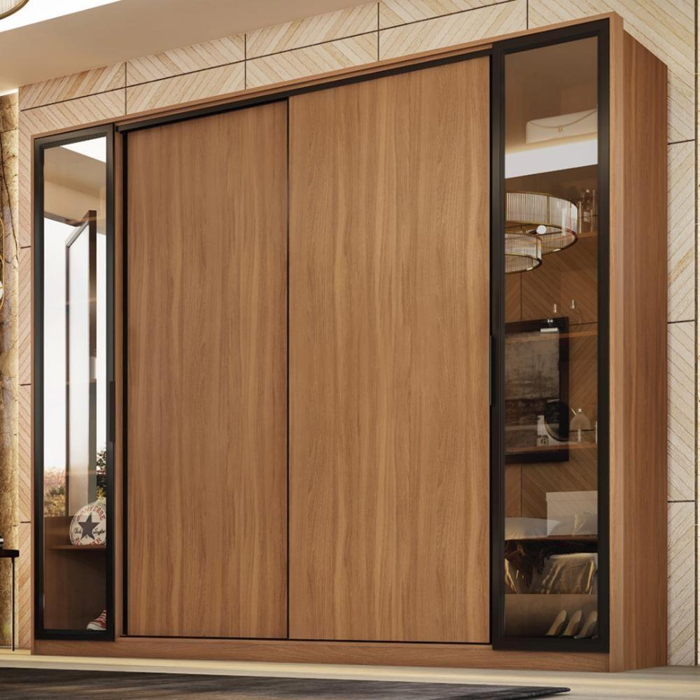 Guarda Roupa Casal 4 Portas Vidro Reflecta E 4 Gavetas Estônia Prime Tx Amêndola-nude - 1