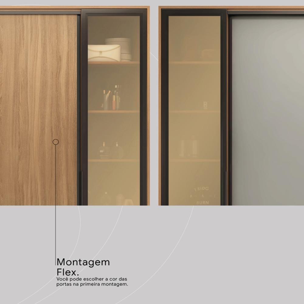 Guarda Roupa Casal 4 Portas Vidro Reflecta E 4 Gavetas Estônia Prime Tx Amêndola-nude - 5