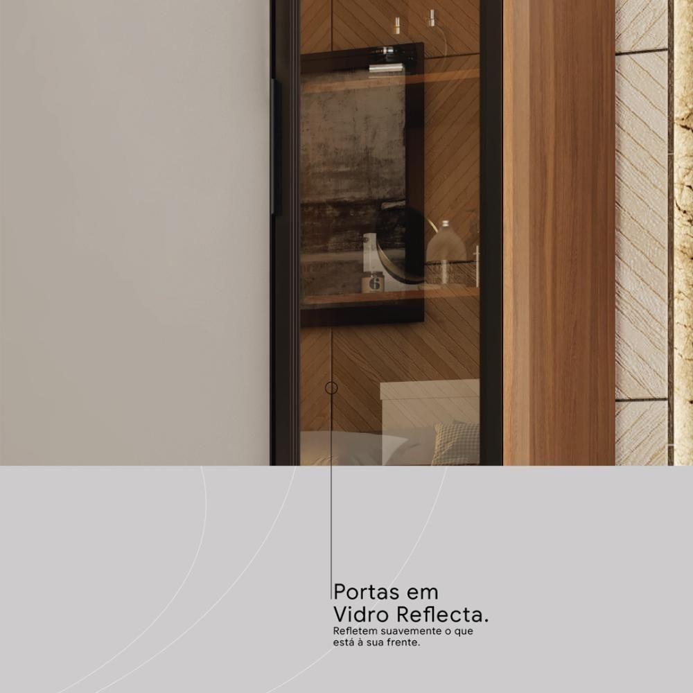 Guarda Roupa Casal 4 Portas Vidro Reflecta E 4 Gavetas Estônia Prime Tx Amêndola-nude - 9