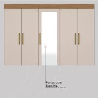 Guarda Roupa Casal 6 Portas Com Espelho E 4 Gavetas Ubatuba Amêndola Touch-off White - 6