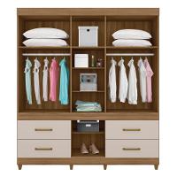 Guarda Roupa Casal 6 Portas Com Espelho E 4 Gavetas Ubatuba Amêndola Touch-off White - 8