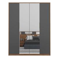 Guarda Roupa Casal 4 Portas Com Espelho E 3 Gavetas Grécia - Amêndola-grafito Amêndola-grafito - 6
