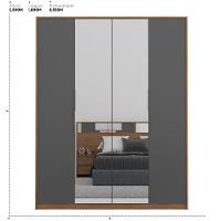 Guarda Roupa Casal 4 Portas Com Espelho E 3 Gavetas Grécia - Amêndola-grafito Amêndola-grafito - 7